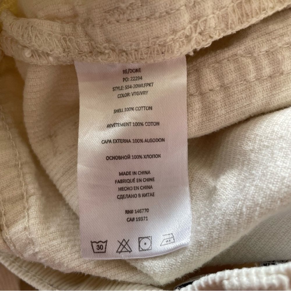 RE/DONE 70s pocket loose flare pants, vintage ivory, off white corduroy 28 $295 - Picture 6 of 8